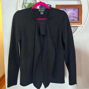 C By Bloomingdale’s Women’s Medium M Black 2 Ply Cashmere Ruffle Sweater
